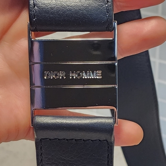 Auth! Dior Homme cowhide leather navy bag strap - Picture 3 of 14
